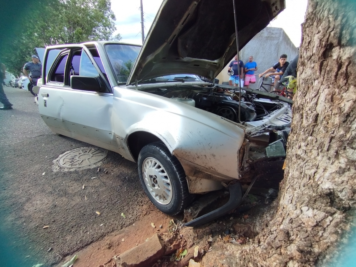 JOVENS BATE CARRO EM ÁRVORE APÓS FUGIR DA PM