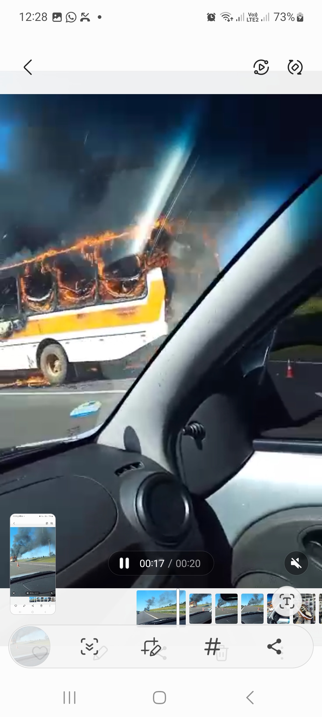 ÔNIBUS PEGA FOGO NA RODOVIA MARECHAL RONDON